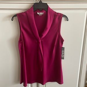 NWT Tahari fushia sleeveless top with tie